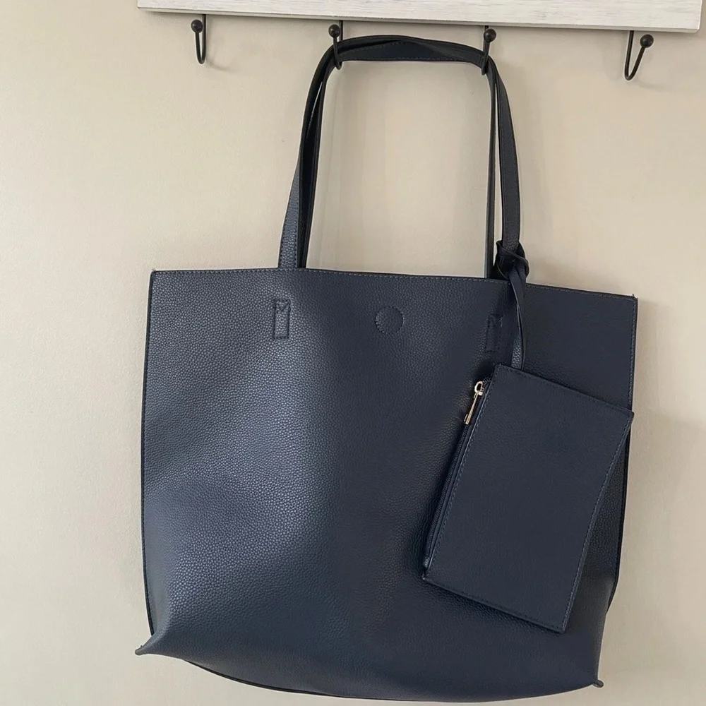 NAVY BLUE Vegan tote - Picture 2 of 12